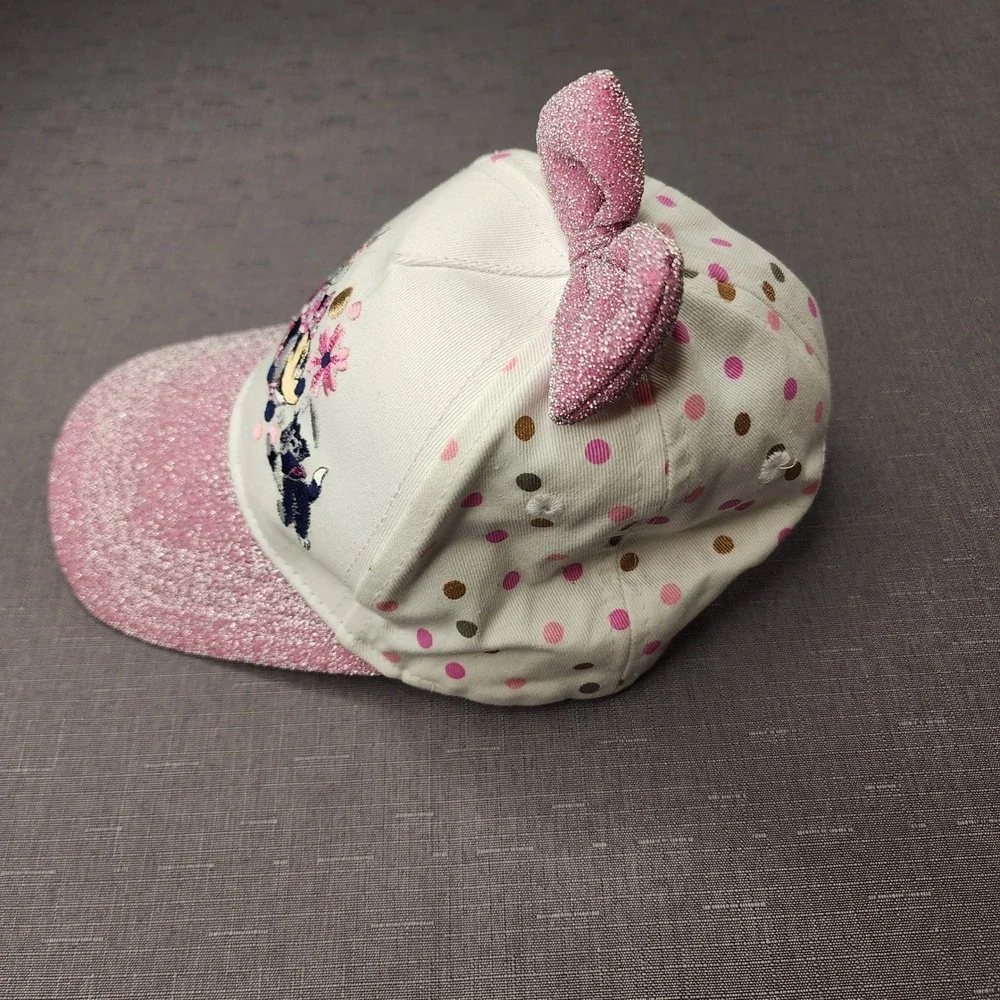 Disney Minnie Mouse Girl Toddler Stretch Hat Pink Glitter Bow Sparkle Polka Dot